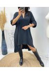 VESTIDO TÚNICA OVERSIZE ESPALDA PLISADA AH368 NEGRO