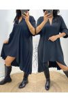 TUNIC DRESS OVERSIZE BACK PLEATED AH368 BLACK