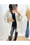 PONCHO A FRANGES AH437 BEIGE