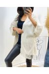 PONCHO MET FRANJES AH437 BEIGE