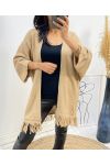 PONCHO WITH FRINGES AH437 CAMEL