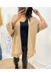 PONCHO WITH FRINGES AH437 CAMEL