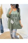 LIGHTWEIGHT FLOCKING SWEATER WORE AH387 MILITARY GREEN