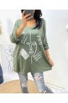 LEKKI SWETER FLOKOWANY NOSIŁ AH387 MILITARY GREEN