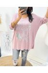 MAGLIONE FLOCCAGGIO LEGGERO INDOSSATO AH387 ROSA