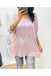 MAGLIONE FLOCCAGGIO LEGGERO INDOSSATO AH387 ROSA