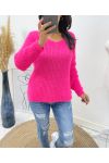 WEICHER PULLOVER MIT OFFENEM RÜCKEN AH153 FUSHIA