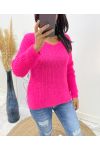 WEICHER PULLOVER MIT OFFENEM RÜCKEN AH153 FUSHIA