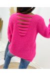 WEICHER PULLOVER MIT OFFENEM RÜCKEN AH153 FUSHIA