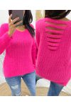 WEICHER PULLOVER MIT OFFENEM RÜCKEN AH153 FUSHIA