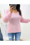 PULLOVER DOUX DOS OUVERT AH153 ROSE