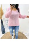 PULLOVER DOUX DOS OUVERT AH153 ROSE