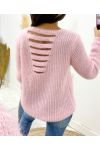 PULLOVER DOUX DOS OUVERT AH153 ROSE