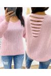 PULLOVER DOUX DOS OUVERT AH153 ROSE