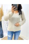 PULLOVER DOUX DOS OUVERT AH153 BEIGE