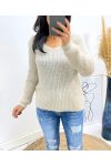 PULLOVER DOUX DOS OUVERT AH153 BEIGE