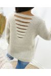 WEICHER PULLOVER MIT OFFENEM RÜCKEN AH153 BEIGE