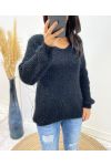 PULLOVER DOUX DOS OUVERT AH153 NOIR