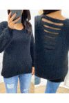 SOFT OPEN BACK SWEATER AH153 BLACK