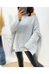 MAGLIA OVERSIZE A MAGLIE LARGHE AH171 GRIGIO