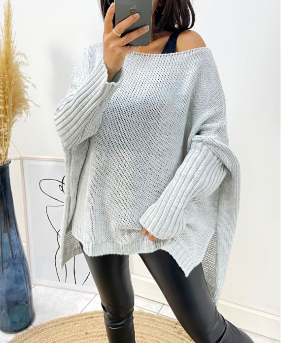 OVERSIZE LARGE MESH SWEATER AH171 GREY