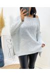 MAGLIA OVERSIZE A MAGLIE LARGHE AH171 GRIGIO