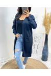 LONG POCKET VEST AH490 NAVY BLUE