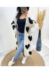 LONG HEART VEST AH440 BEIGE/BLACK