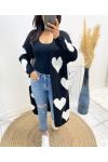 LONG HEART VEST AH440 BLACK/WHITE