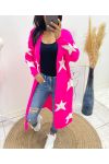 GILET LONG ETOILE AH481 FUSHIA