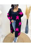 GILET LUNGO STAR AH481 NERO/FUSIA