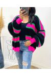 MULTICOLORED STRIPED VEST AH497 BLACK