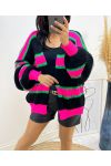 GILET A RIGHE MULTICOLORE AH497 NERO