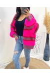 GILET A RIGHE MULTICOLORE AH497 FUSHIA