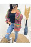 MULTICOLORED STRIPED VEST AH497 TERRACOTTA