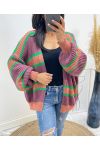 MULTICOLORED STRIPED VEST AH497 TERRACOTTA