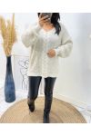 SWETER OVERSIZE DUŻY SKRĘCANY SIATECZKA AH173 BEŻOWY