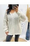 MAGLIONE OVERSIZE GRANDE MAGLIA RITORTA AH173 BEIGE