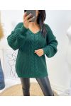 OVERSIZE SWEATER LARGE TWISTED MESH AH173 GREEN