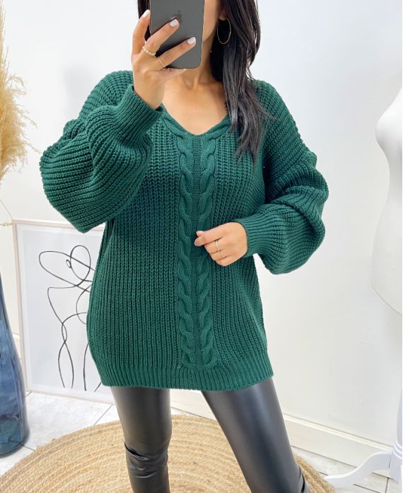 OVERSIZE-PULLOVER GROSSES GEDREHTES MESH AH173 GRÜN