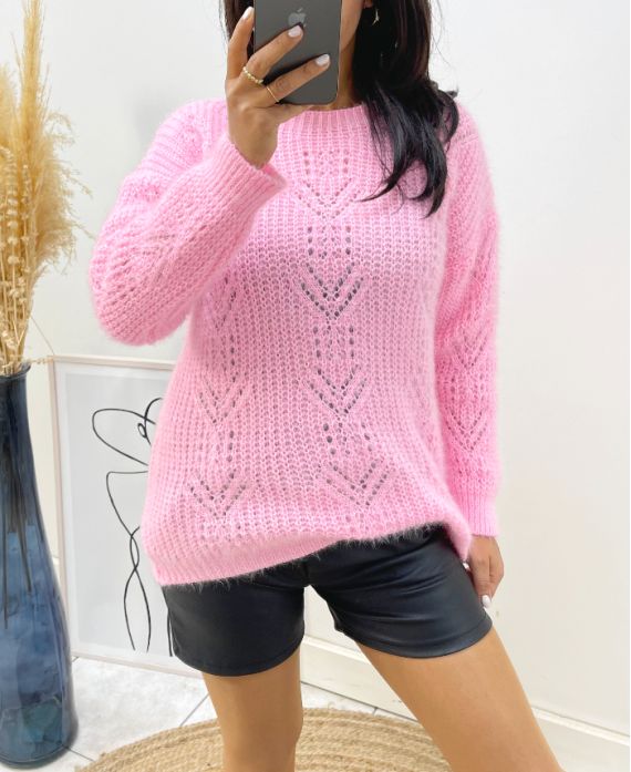 PULLOVER AJOURE DOUX AH467 ROSE