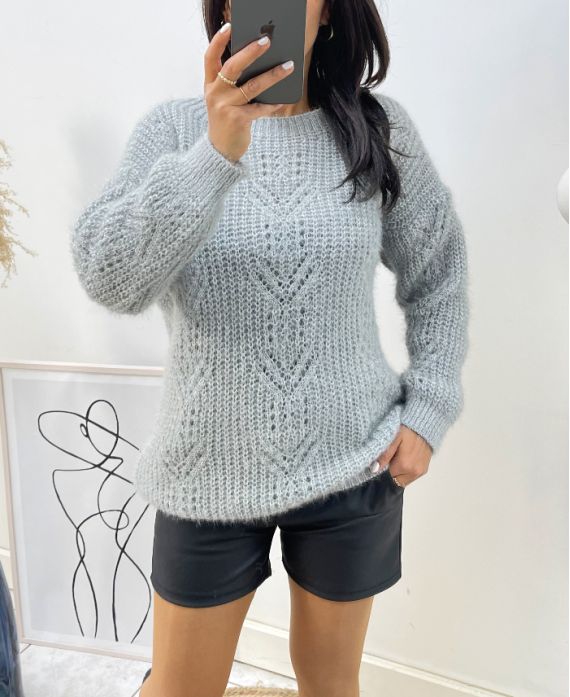 PULLOVER TRAFORATO MORBIDO AH467 GRIGIO