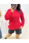 PULLOVER AJOURE DOUX AH467 ROUGE