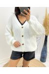 SHORT BUTTON VEST AH507 WHITE