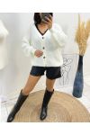 SHORT BUTTON VEST AH507 WHITE