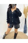 SHORT BUTTON VEST AH507 BLACK