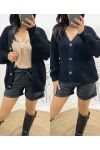 SHORT BUTTON VEST AH507 BLACK