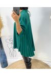 CAMICIA OVERSIZE PLISSETTATA AW349 VERDE SMERALDO