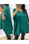 CAMICIA OVERSIZE PLISSETTATA AW349 VERDE SMERALDO