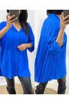 CAMICIA OVERSIZE PLISSETTATA SUL RETRO AW349 BLU ROYAL